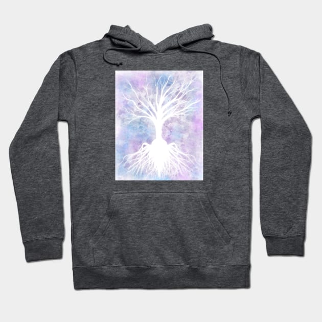 Glowing tree on purple background Hoodie by Kcinnik